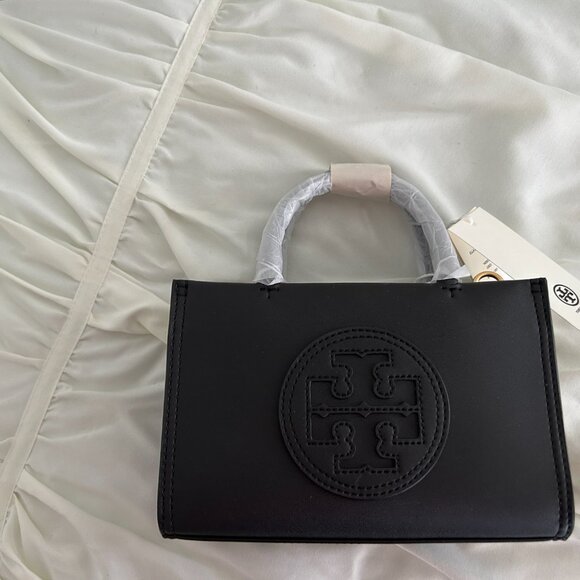 Authentic NWT Tori Burch Black MINI ELLA BIO TOTE Reg $328 - Picture 2 of 3